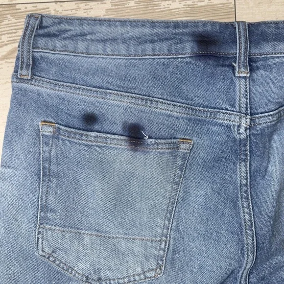 Aeropostale Slim Short Denim Shorts Mens 36 Blue Distressed Frayed Hem Bermuda - Picture 10 of 11